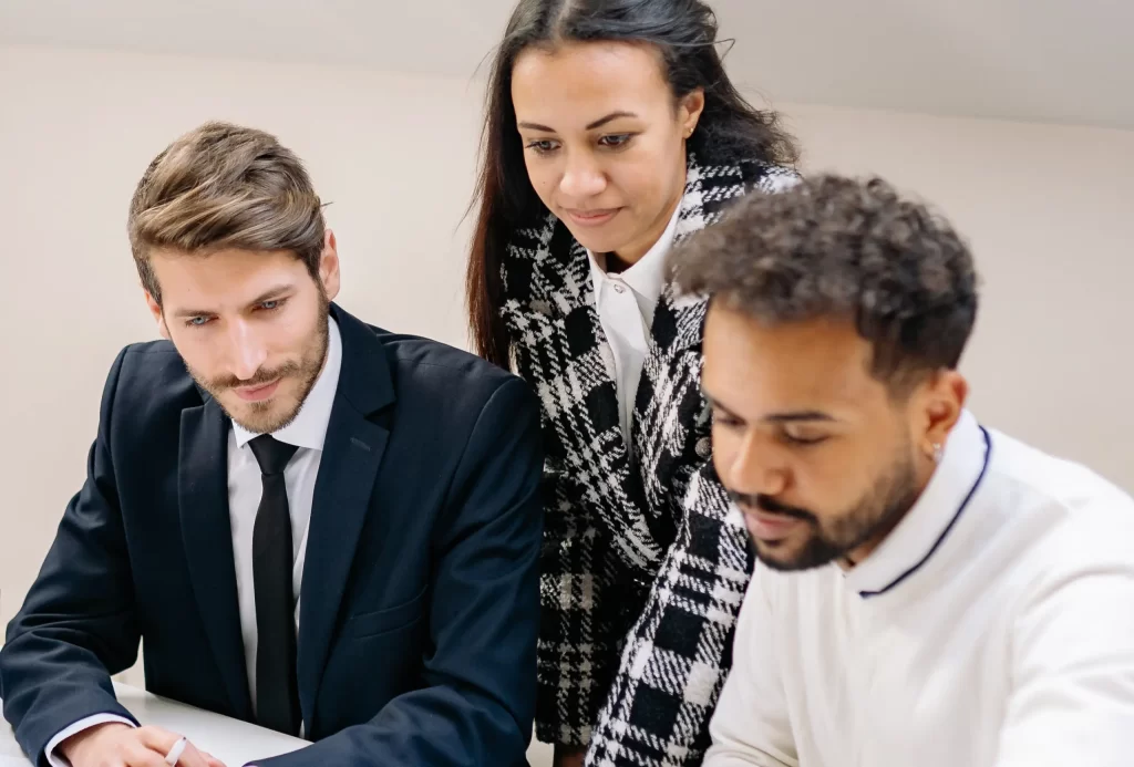 People looking at survey results