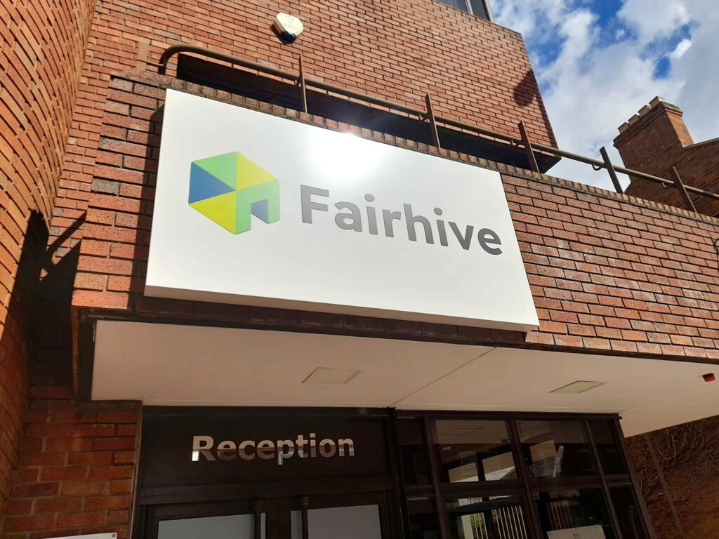 Fairhive logo sign