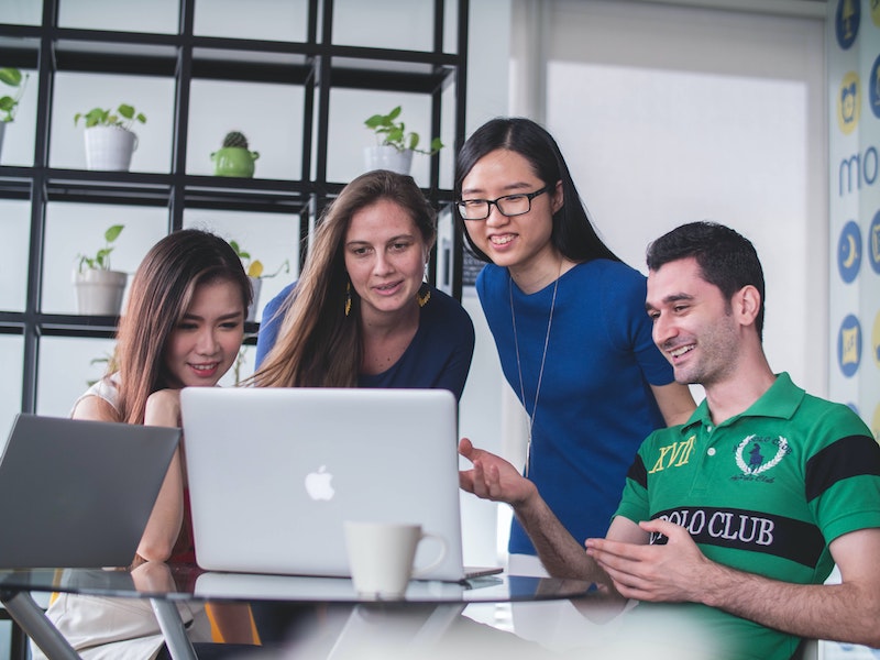 engaged employees working together